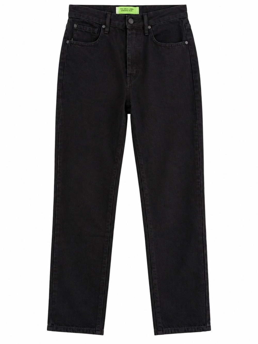 Sandrine Rose The Virgin Label Black High Rise Straight Leg Jeans 27 NWT